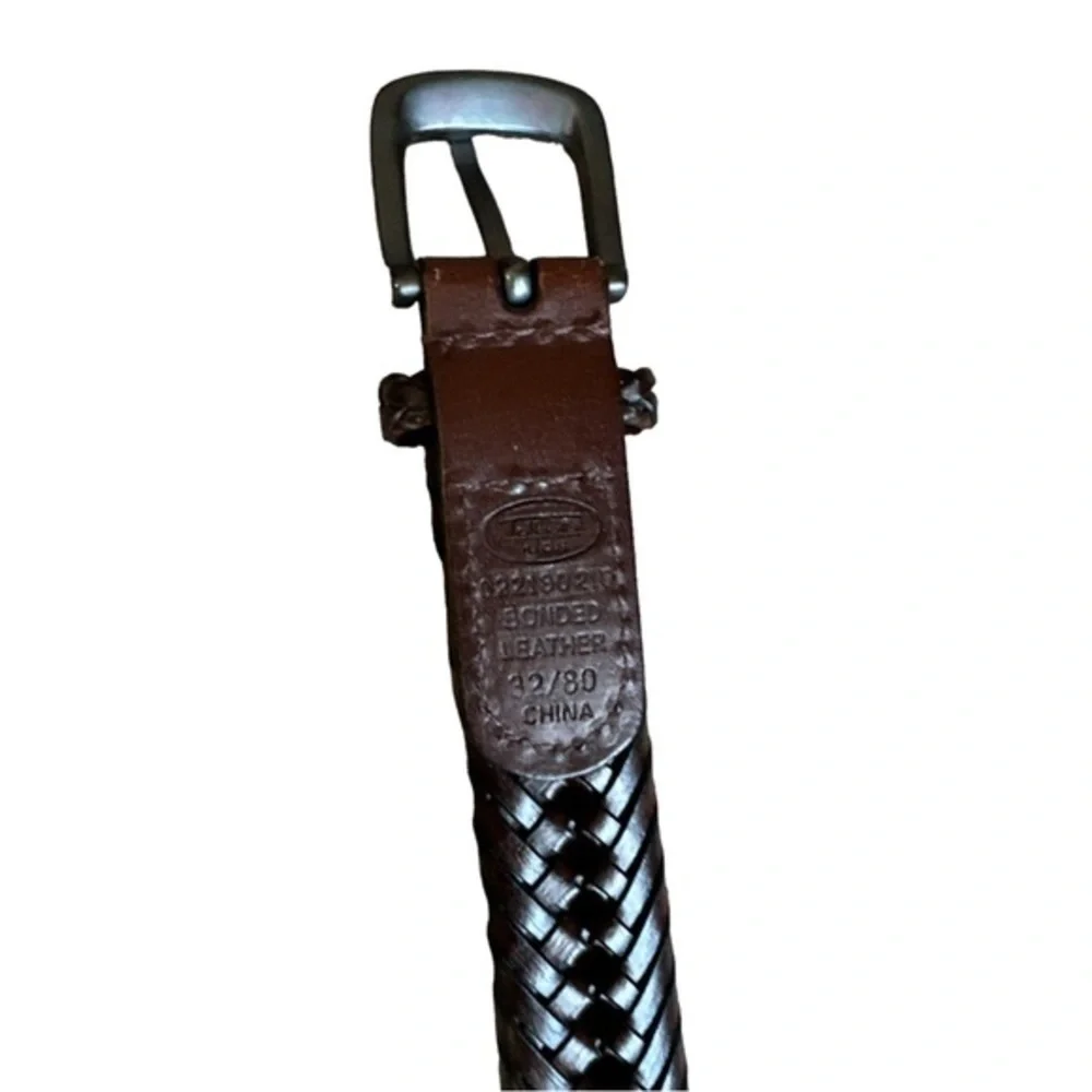 2 belts for young man, 1 Talbots dark, brown, bonded, braided leather